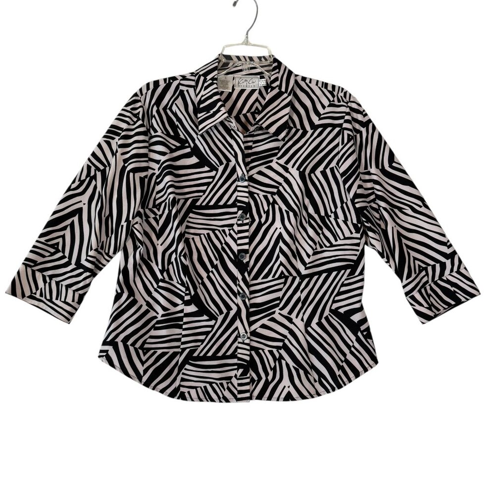Kathy Che Zebra print  Women's Sz 12 Button Up Blouse